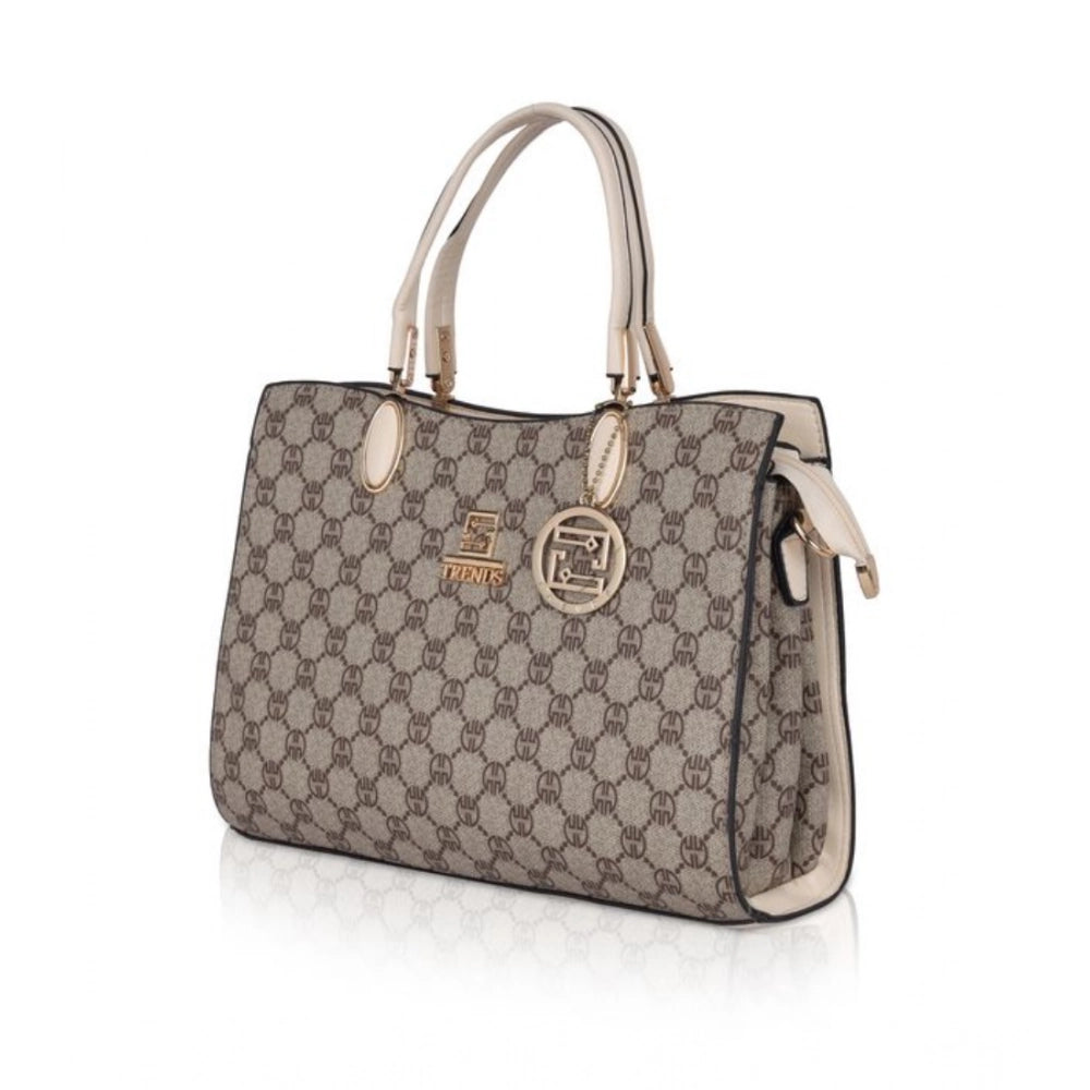 indoraa Women's Faux Leather Printed Handbag (Beige)