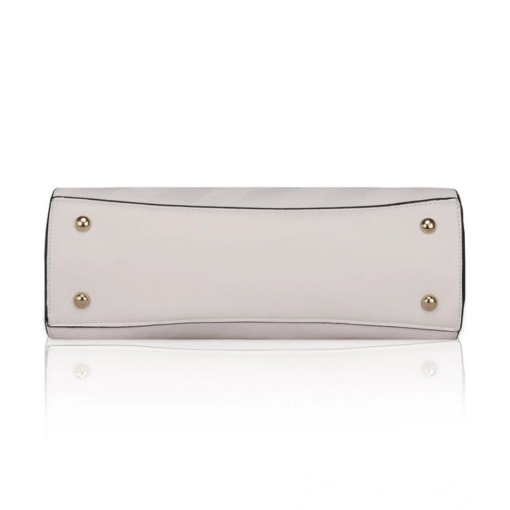 indoraa Women's Faux Leather Textured Adjustable Long Belt Handbag (White)