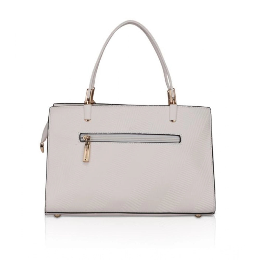 indoraa Women's Faux Leather Textured Adjustable Long Belt Handbag (White)