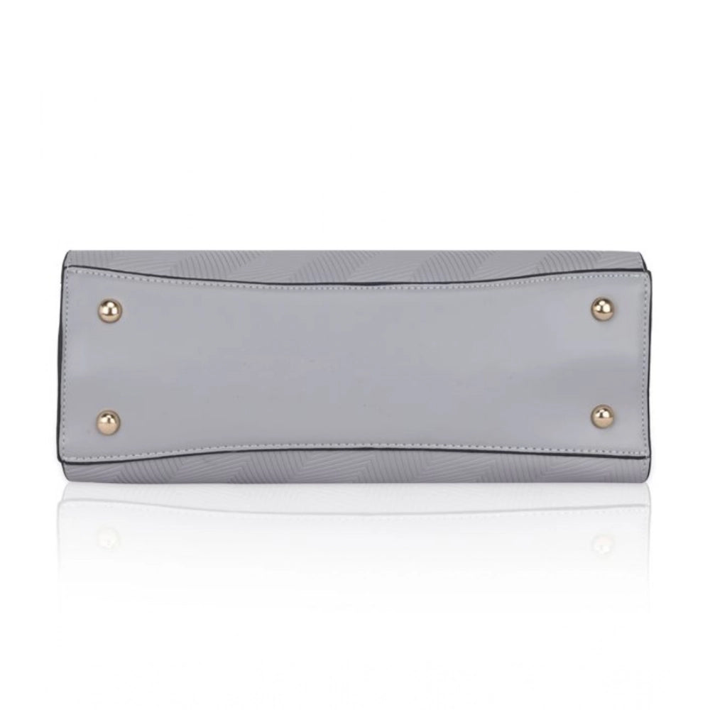 indoraa Women's Faux Leather Textured Adjustable Long Belt Handbag (Grey)