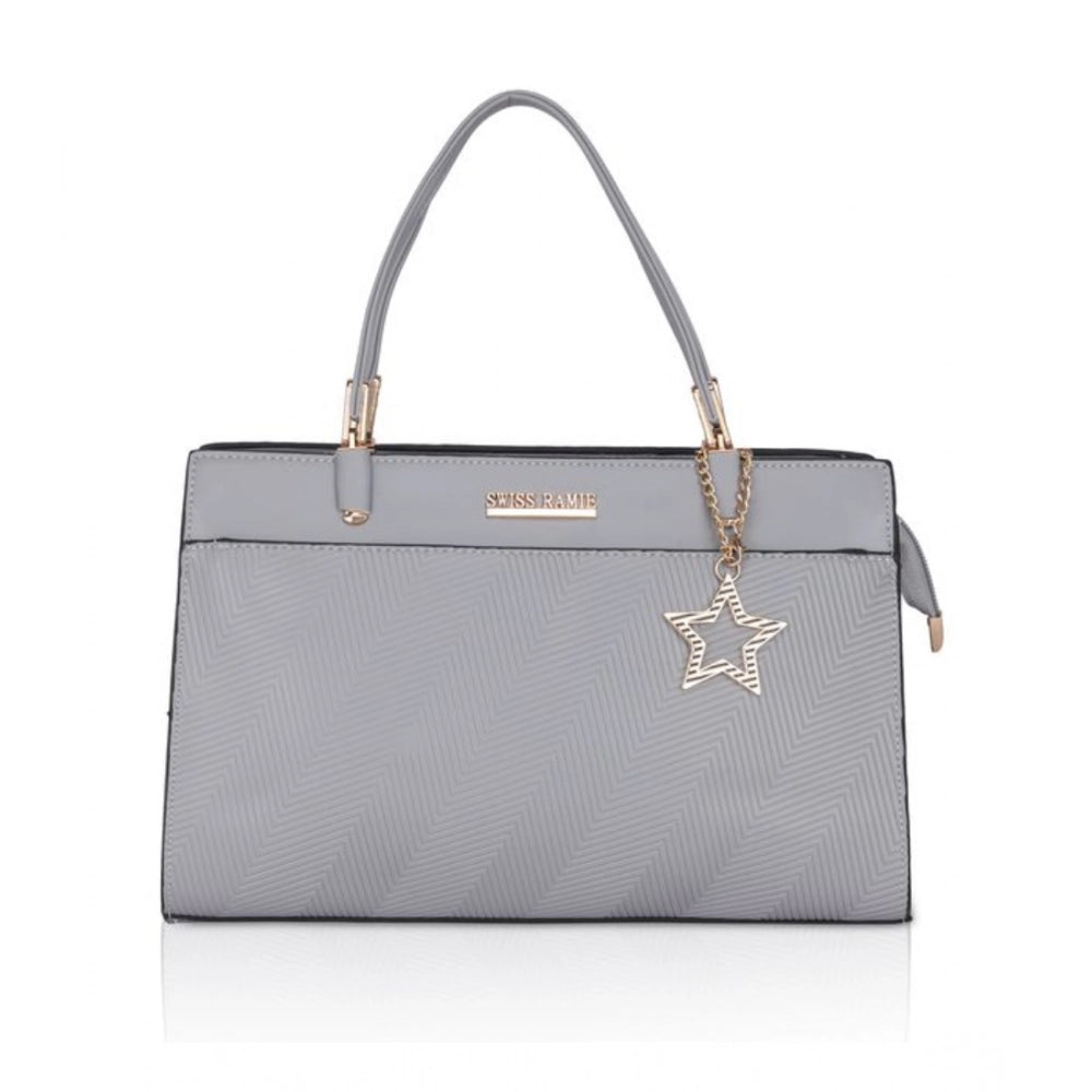 indoraa Women's Faux Leather Textured Adjustable Long Belt Handbag (Grey)