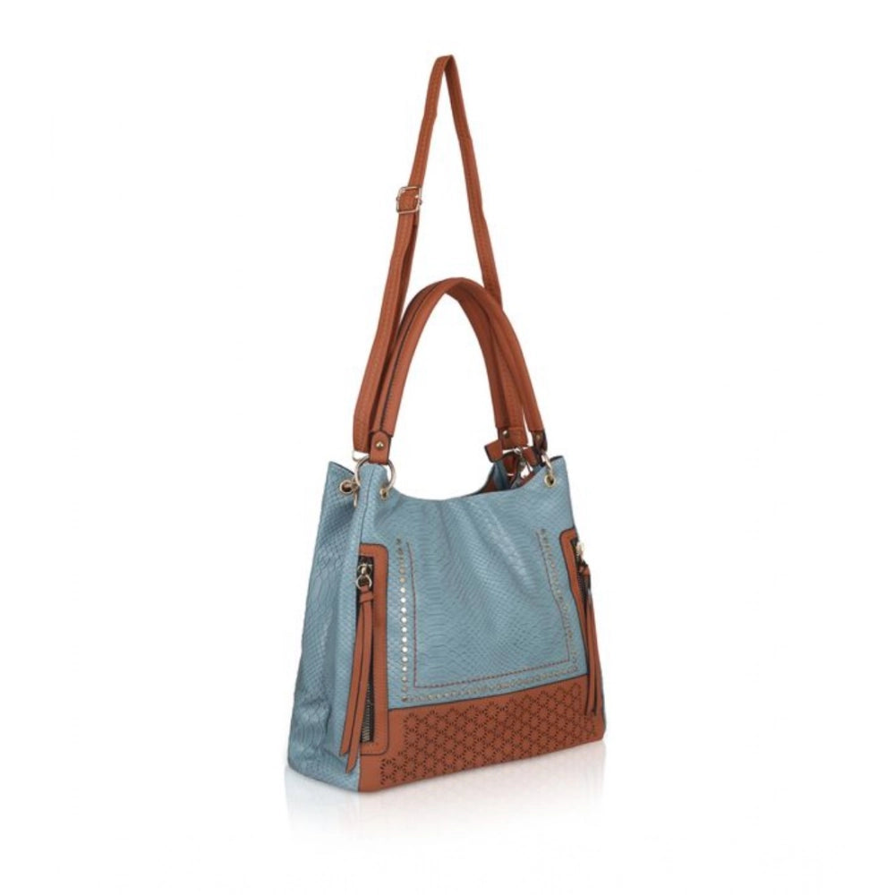 indoraa Women's Faux Leather Textured Tote Bag (Grey)