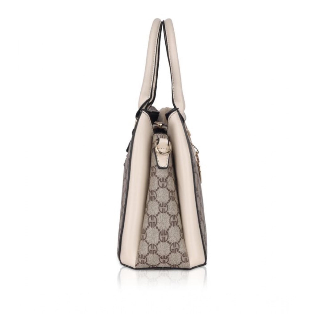 indoraa Women's Faux Leather Printed Handbag (Beige)