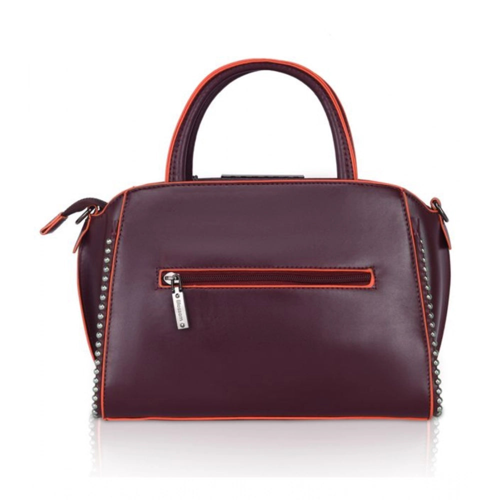 indoraa Women's Faux Leather Metal Beads Handbag (Wine Red)