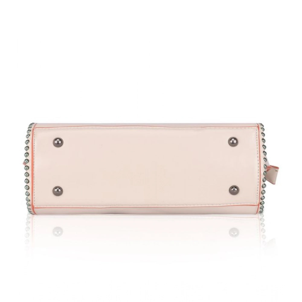 indoraa Women's Faux Leather Metal Beads Handbag (Pink)