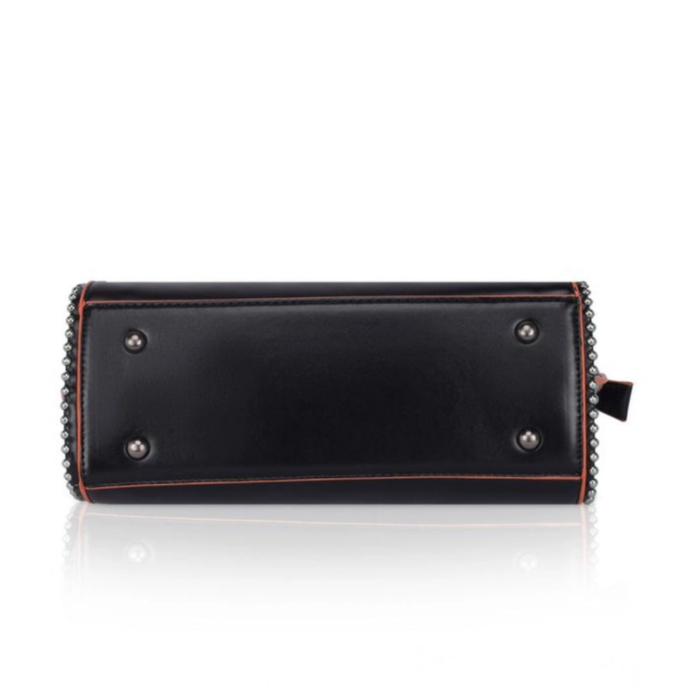 indoraa Women's Faux Leather Metal Beads Handbag (Black)