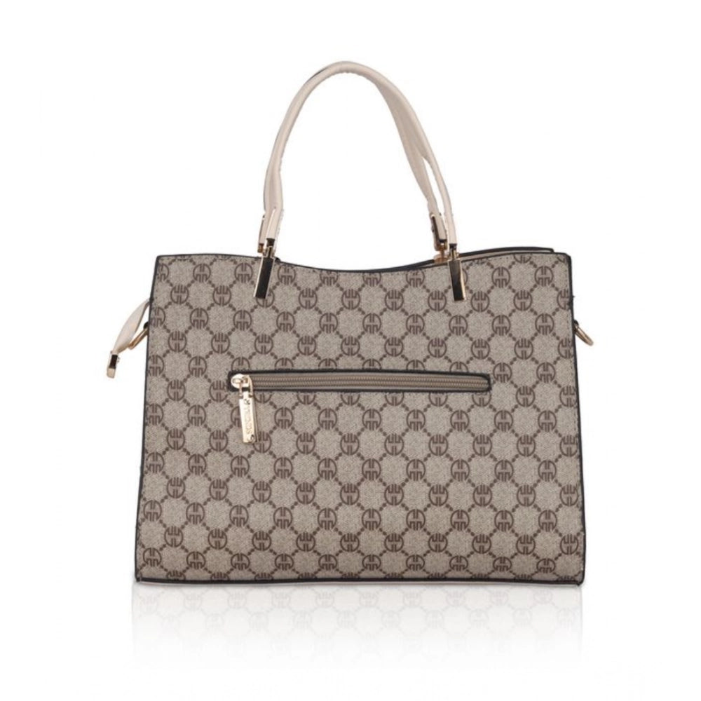 indoraa Women's Faux Leather Printed Handbag (Beige)