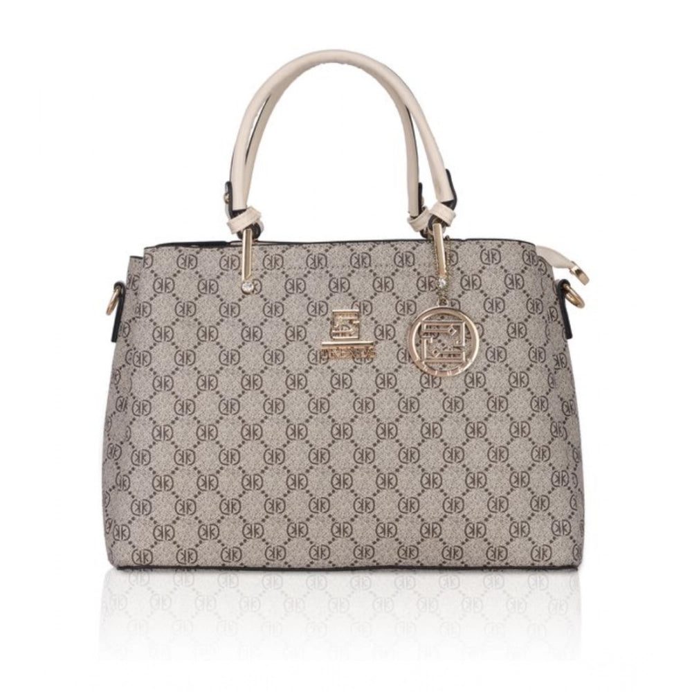 indoraa Women's Faux Leather Printed Handbag (Beige)