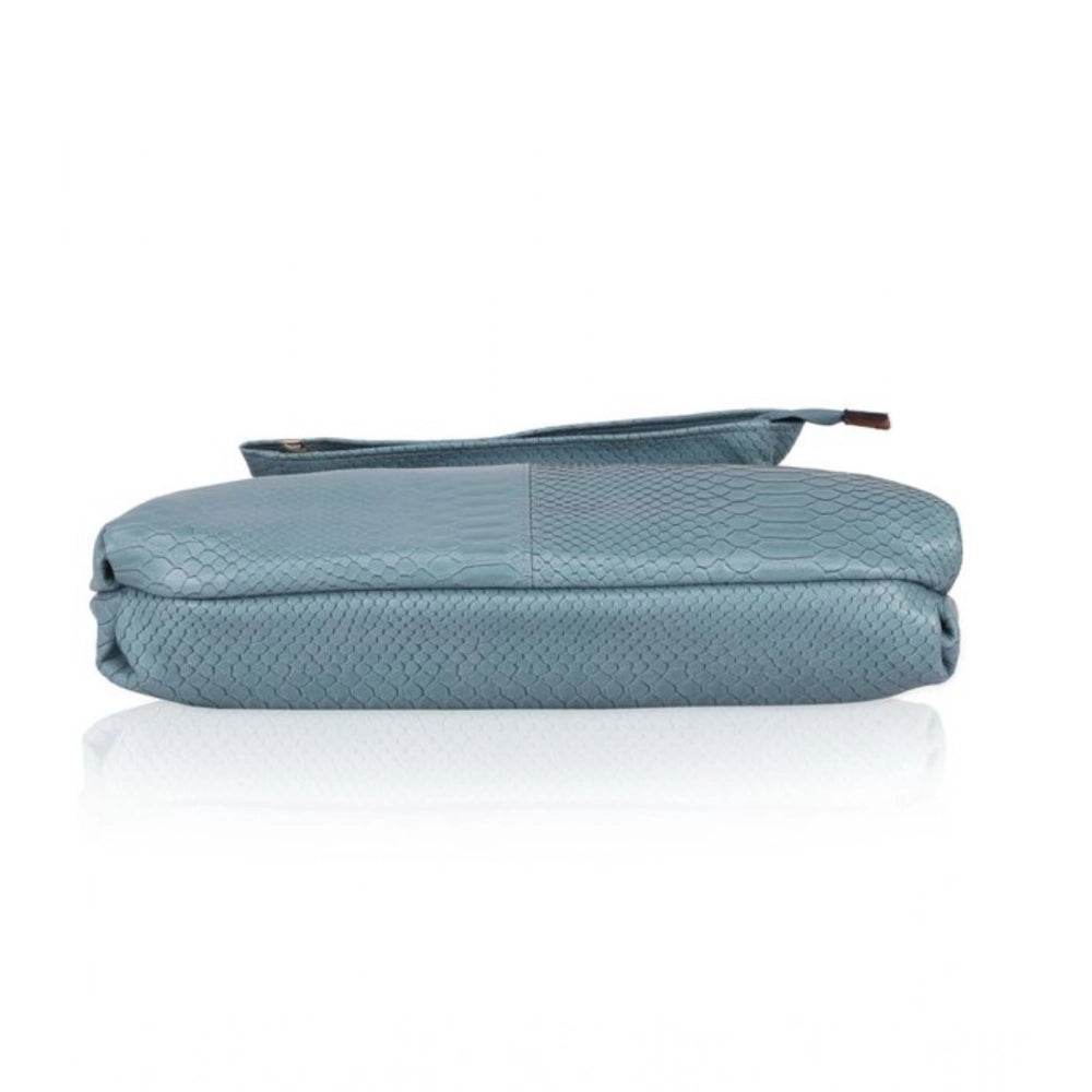 indoraa Women's Faux Leather Textured Sling Bag (Blue)