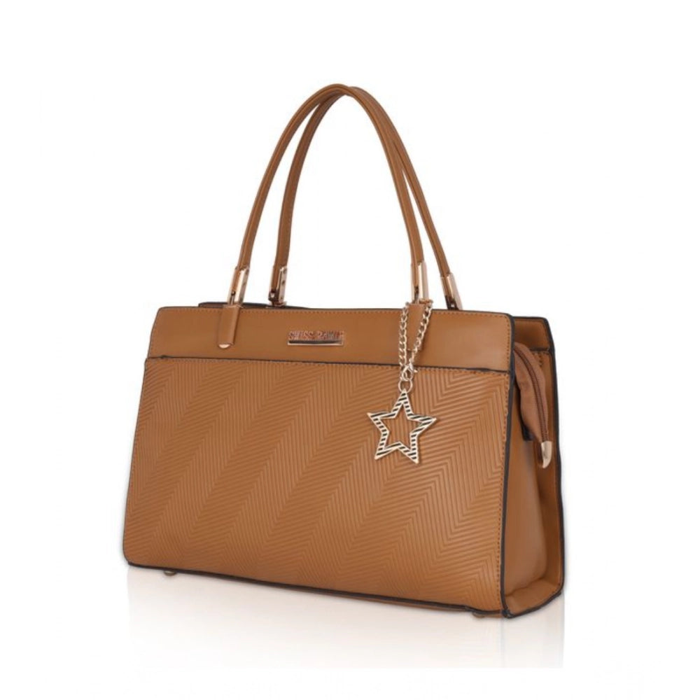 indoraa Women's Faux Leather Textured Adjustable Long Belt Handbag (Brown)