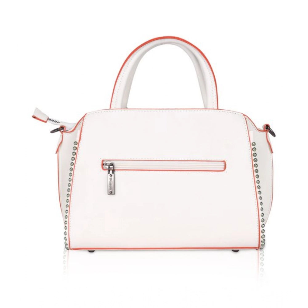 indoraa Women's Faux Leather Metal Beads Handbag (White)