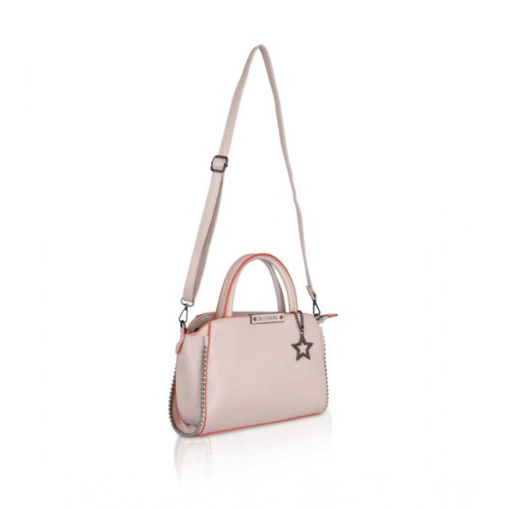 indoraa Women's Faux Leather Metal Beads Handbag (Khaki)