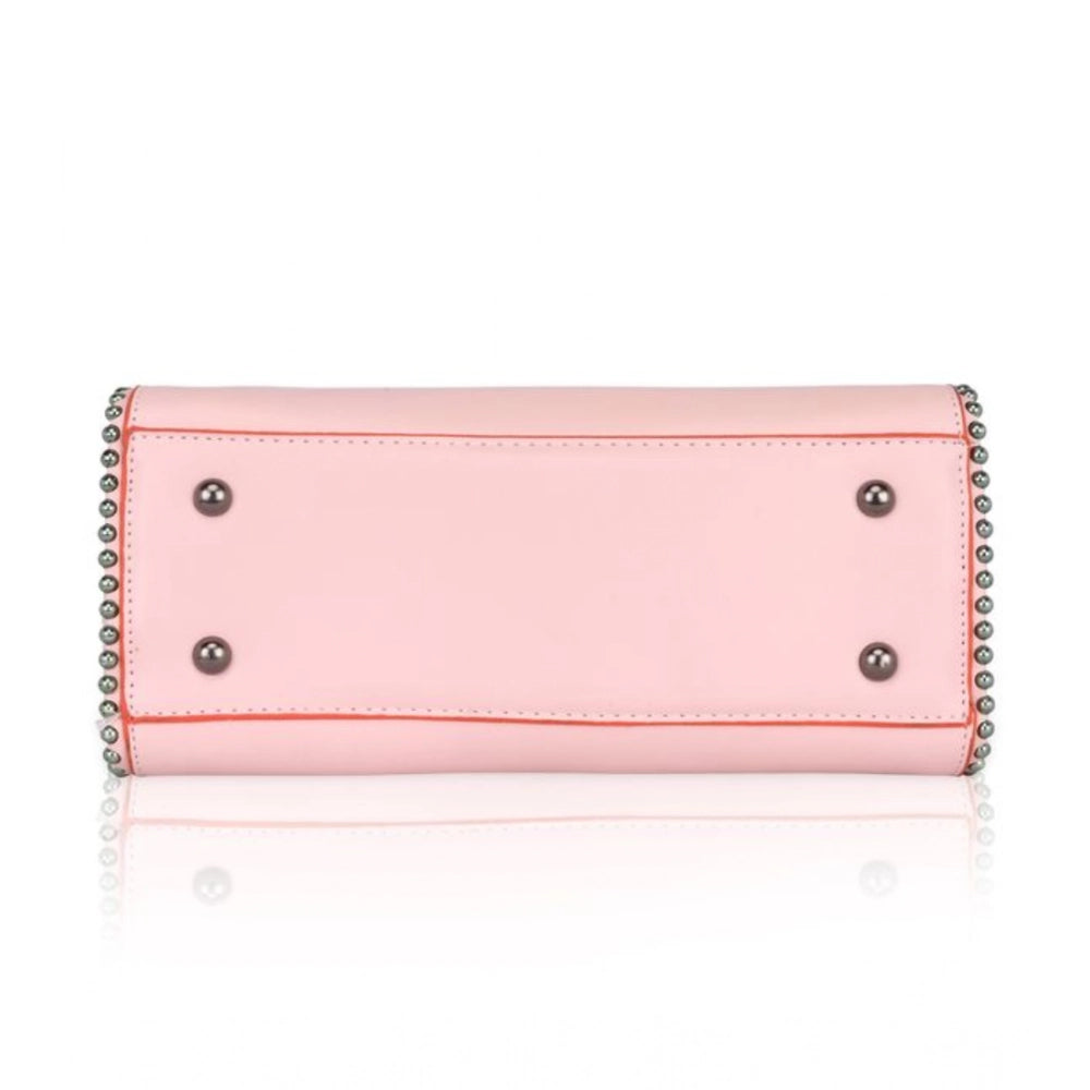 indoraa Women's Faux Leather Metal Beads Handbag (Pink)