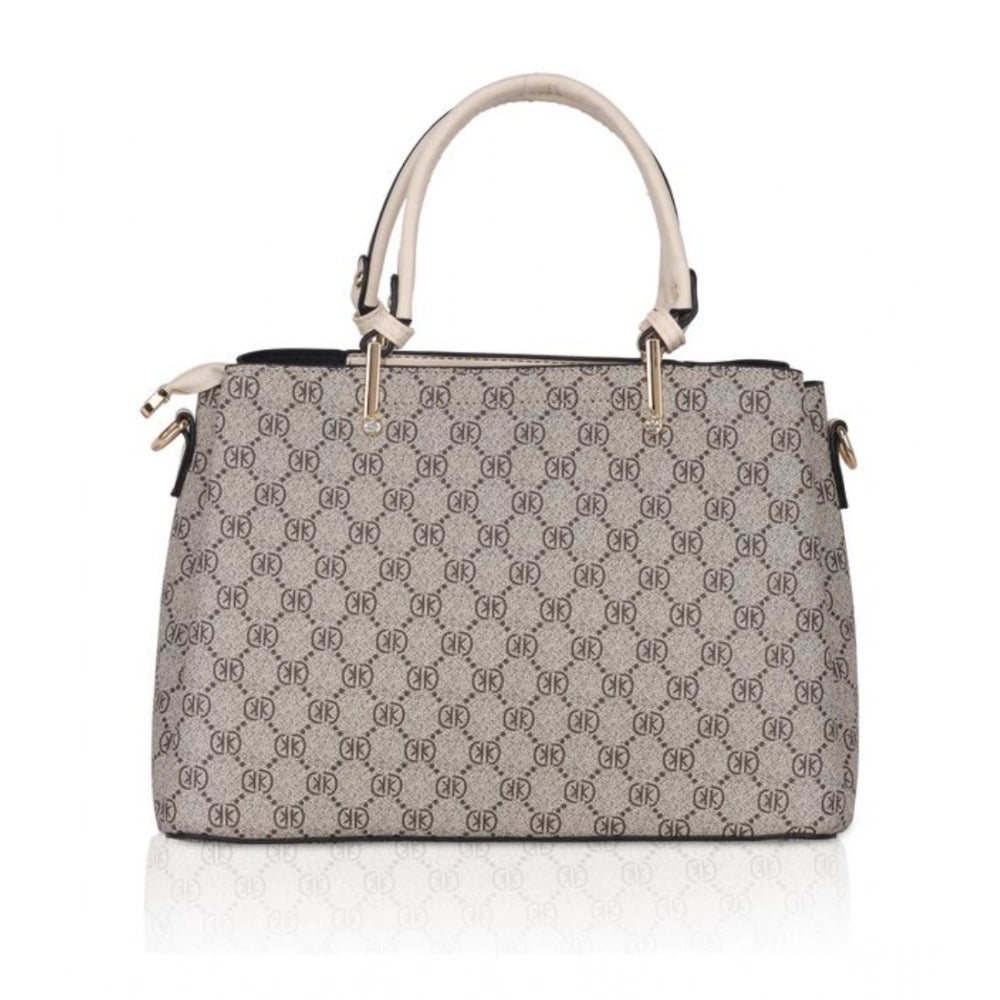 indoraa Women's Faux Leather Printed Handbag (Beige)