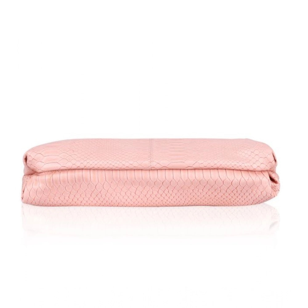indoraa Women's Faux Leather Textured Sling Bag (Pink)