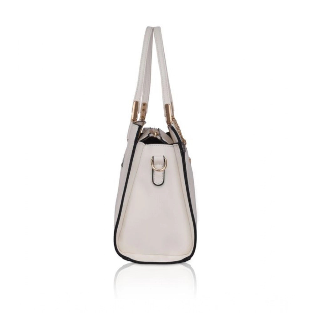 indoraa Women's Faux Leather Textured Adjustable Long Belt Handbag (White)