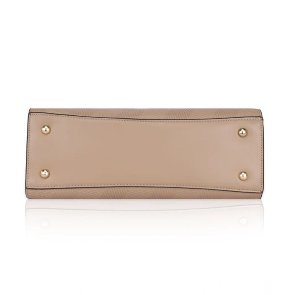 indoraa Women's Faux Leather Textured Adjustable Long Belt Handbag (Khaki)