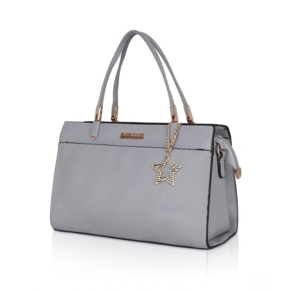 indoraa Women's Faux Leather Textured Adjustable Long Belt Handbag (Grey)