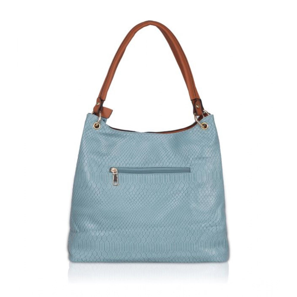 indoraa Women's Faux Leather Textured Tote Bag (Grey)