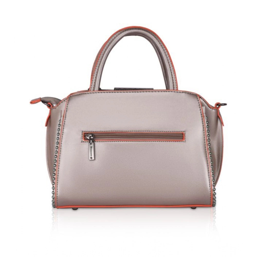 indoraa Women's Faux Leather Metal Beads Handbag (Bronze)