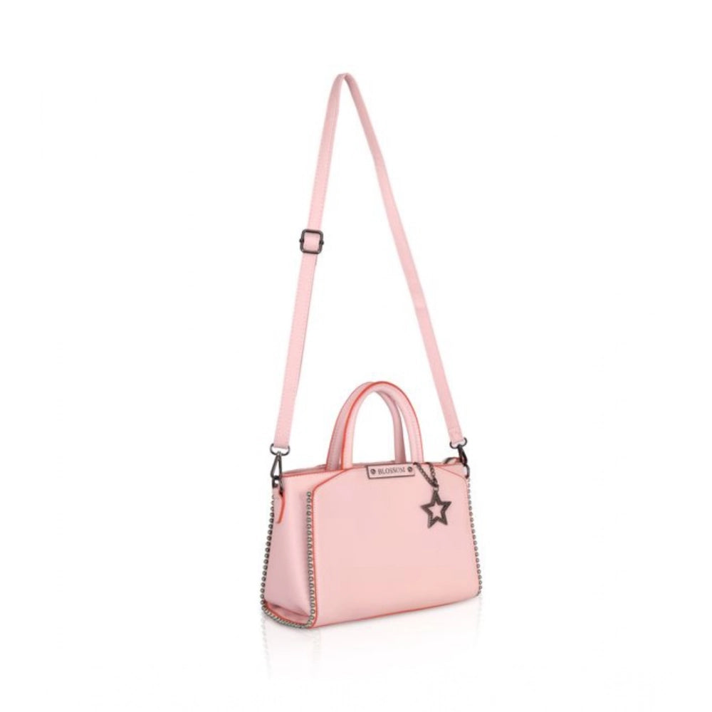 indoraa Women's Faux Leather Metal Beads Handbag (Pink)