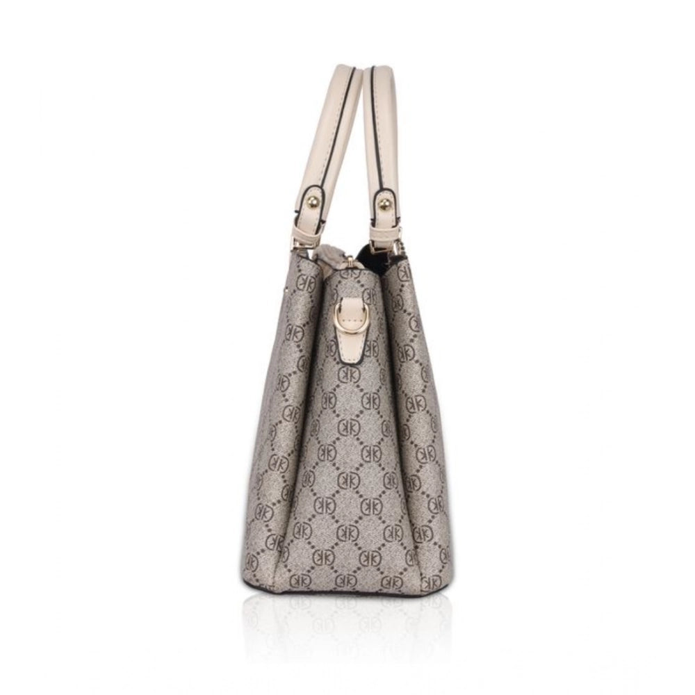 indoraa Women's Faux Leather Printed Handbag (Beige)