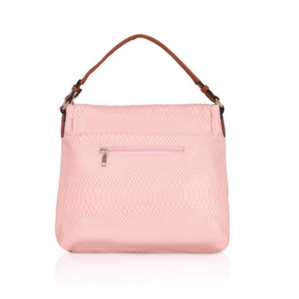 indoraa Women's Faux Leather Textured Sling Bag (Pink)