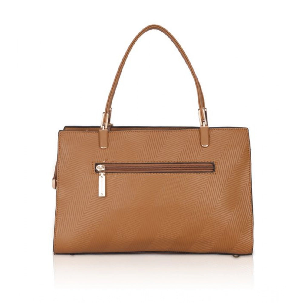 indoraa Women's Faux Leather Textured Adjustable Long Belt Handbag (Brown)