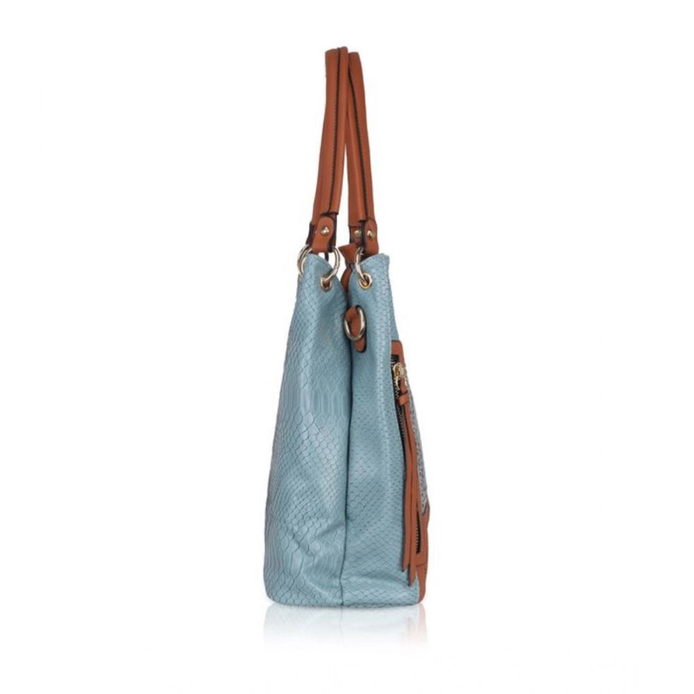 indoraa Women's Faux Leather Textured Tote Bag (Grey)