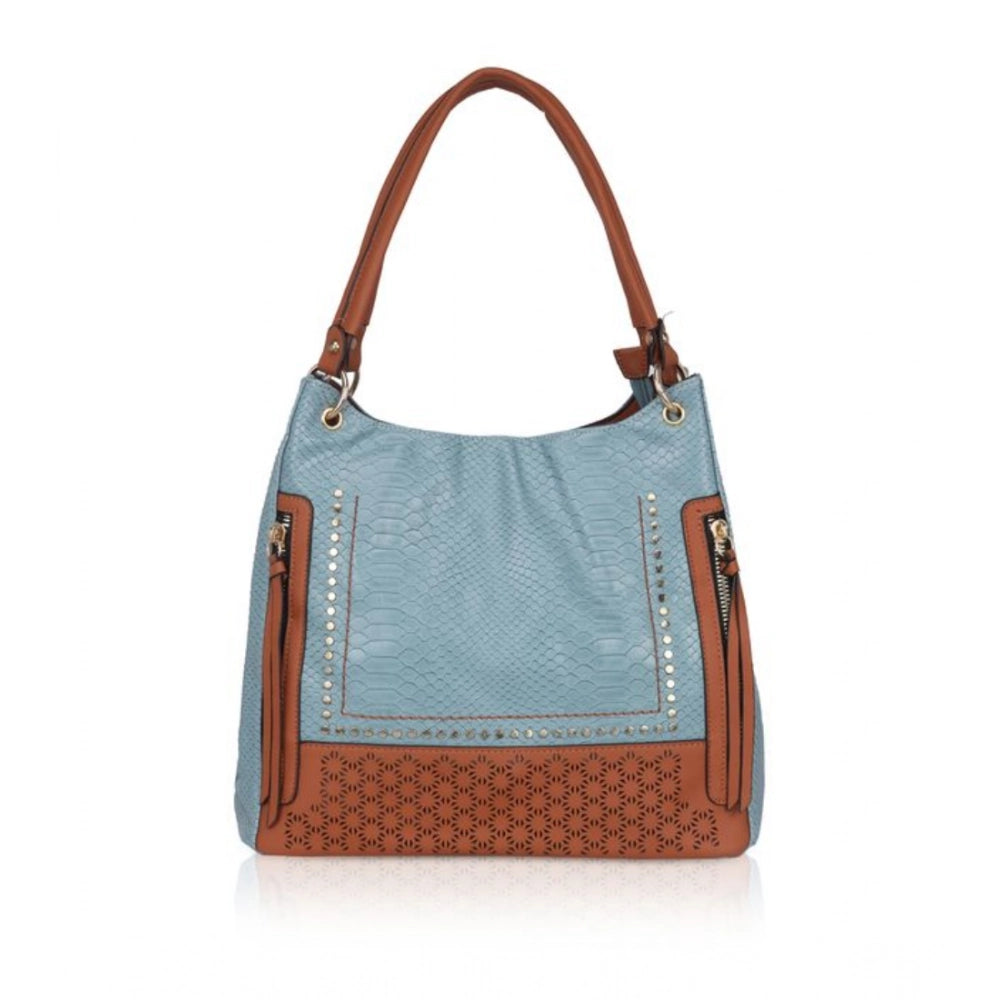 indoraa Women's Faux Leather Textured Tote Bag (Grey)