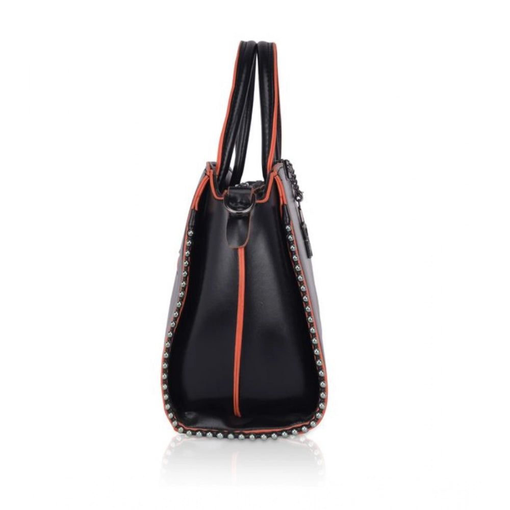 indoraa Women's Faux Leather Metal Beads Handbag (Black)