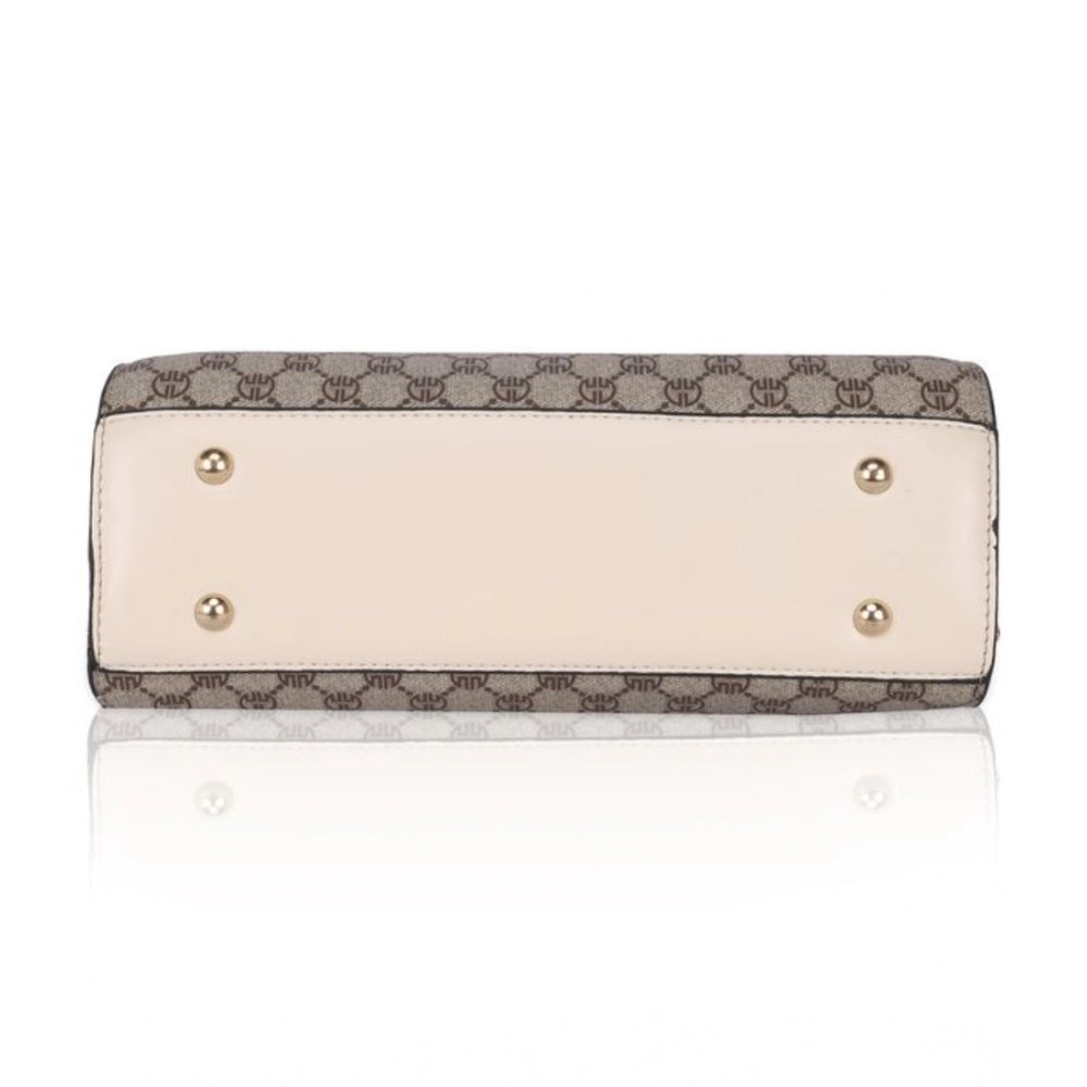 indoraa Women's Faux Leather Printed Handbag (Beige)