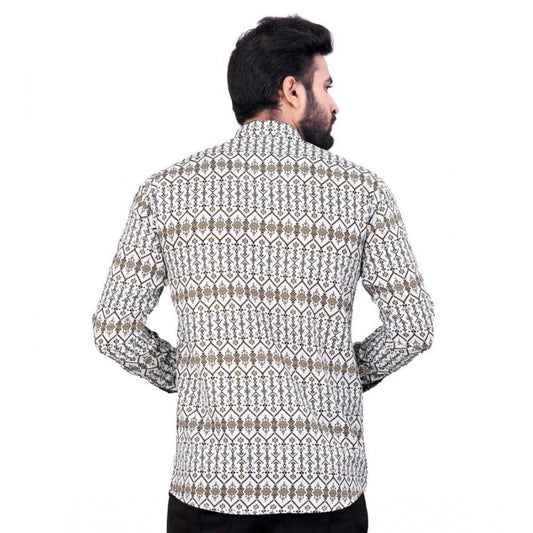 Indoraa Men's Cotton Blended Printed Full Sleeve Shortkurta (Multicolor)