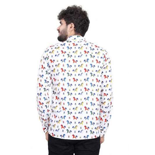 Indoraa Men's Cotton Blended Printed Full Sleeve Shortkurta (Multicolor)