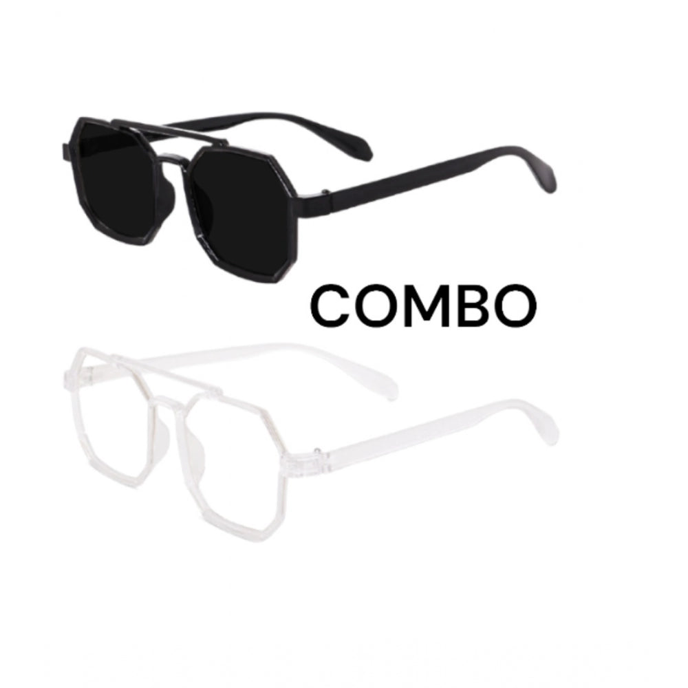 indoraa Pack Of 2 Classic Unisex UV400 Protection Sunglasses (MultiColor)