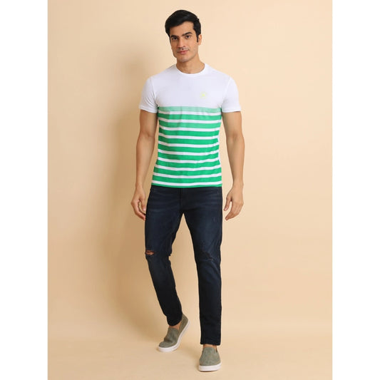 Indoraa Men's Casual Cotton Printed Round Neck Half Sleeve T-Shirt (Green)