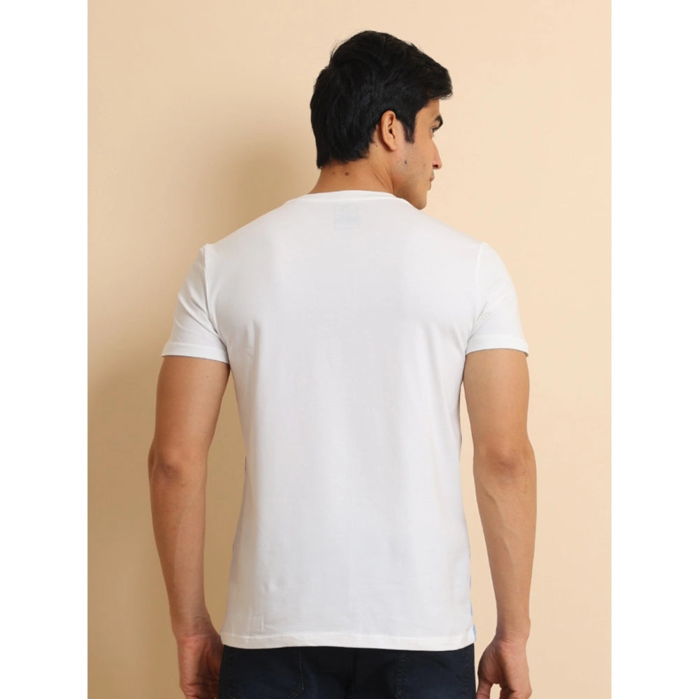 Indoraa Men's Casual Cotton Printed Round Neck Half Sleeve T-Shirt (Blue)