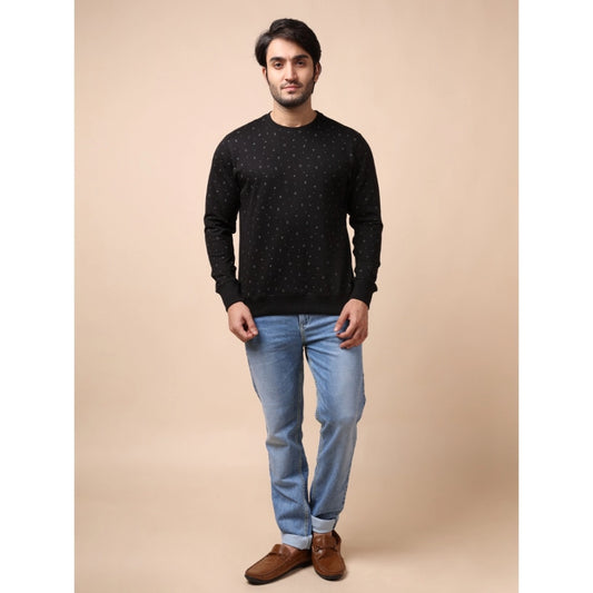 Indoraa Men's Casual Cotton Printed Round Neck Full Sleeve Sweat T-Shirt (Black)