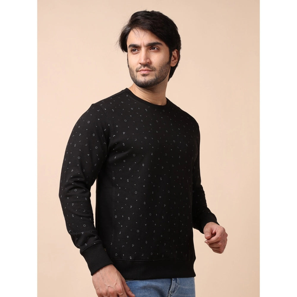 Indoraa Men's Casual Cotton Printed Round Neck Full Sleeve Sweat T-Shirt (Black)