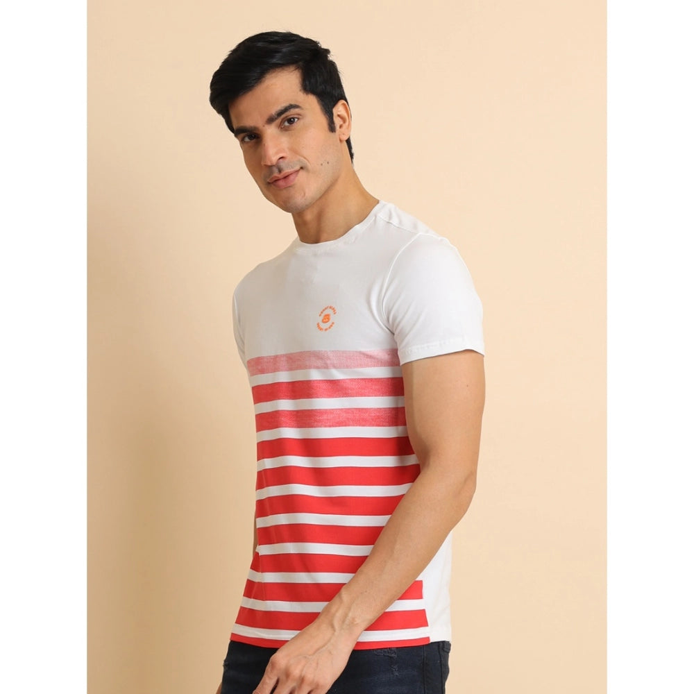 Indoraa Men's Casual Cotton Printed Round Neck Half Sleeve T-Shirt (Red)