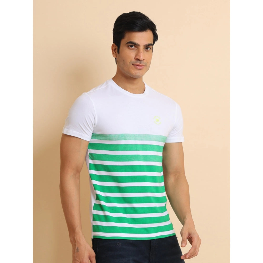 Indoraa Men's Casual Cotton Printed Round Neck Half Sleeve T-Shirt (Green)