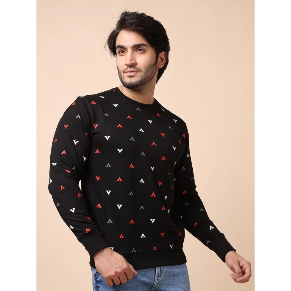 Indoraa Men's Casual Cotton Printed Round Neck Full Sleeve Sweat T-Shirt (Black)