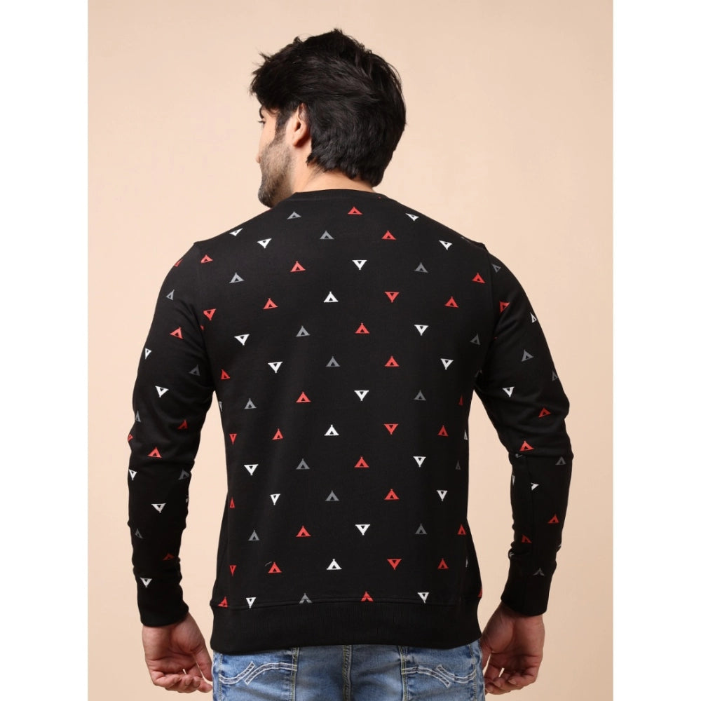 Indoraa Men's Casual Cotton Printed Round Neck Full Sleeve Sweat T-Shirt (Black)