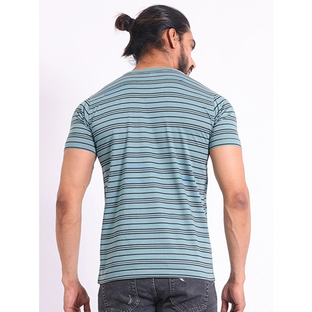 Indoraa Men's Casual Cotton Printed Round Neck Half Sleeve T-Shirt (Gery)