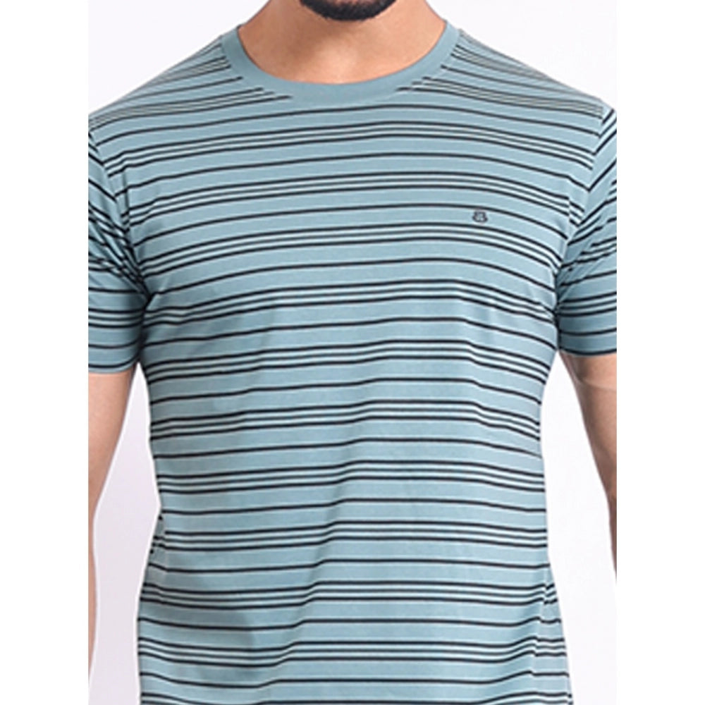Indoraa Men's Casual Cotton Printed Round Neck Half Sleeve T-Shirt (Gery)