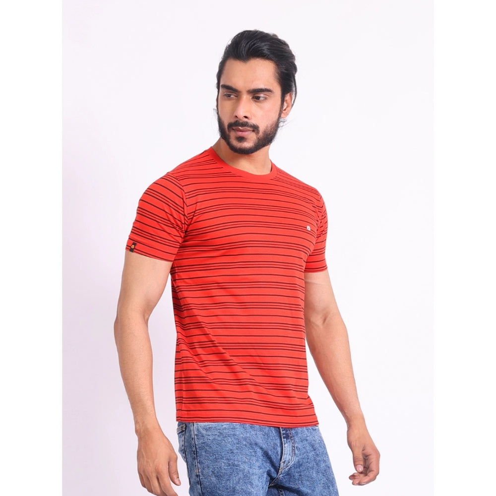 Indoraa Men's Casual Cotton Printed Round Neck Half Sleeve T-Shirt (Red)
