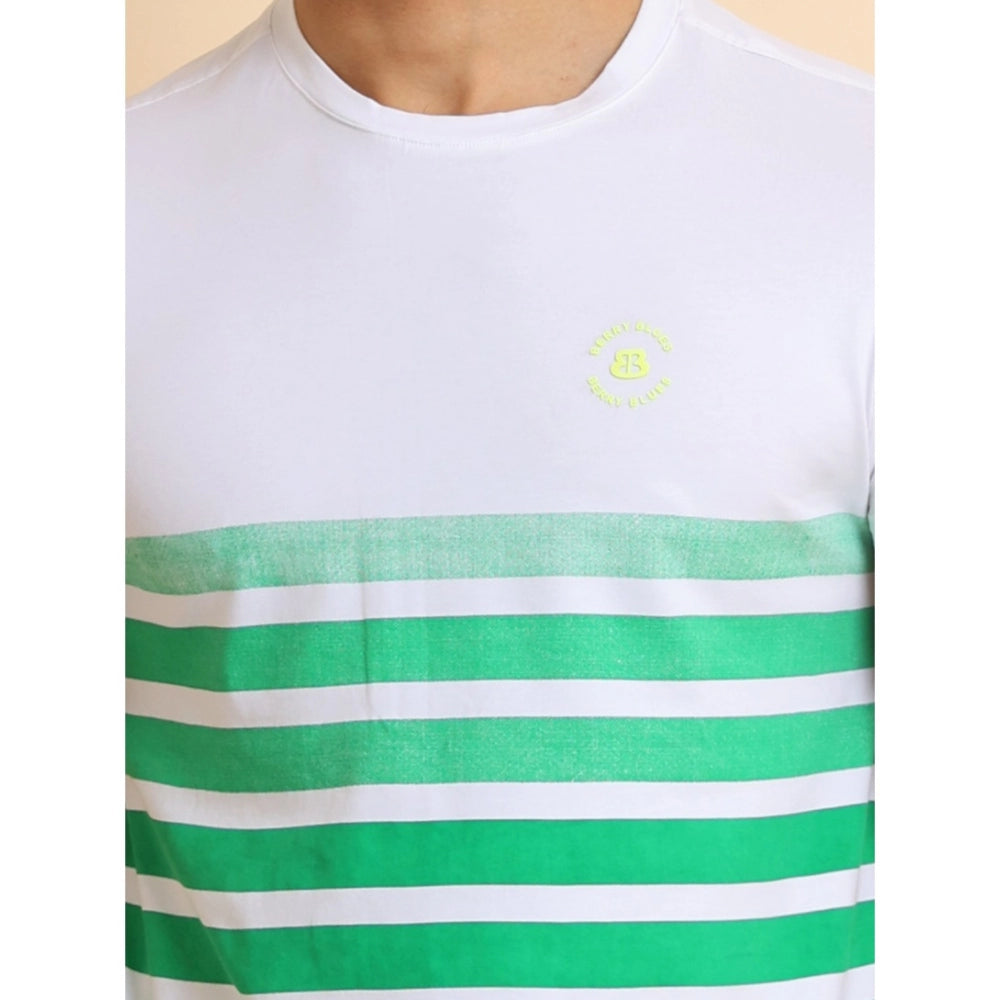 Indoraa Men's Casual Cotton Printed Round Neck Half Sleeve T-Shirt (Green)