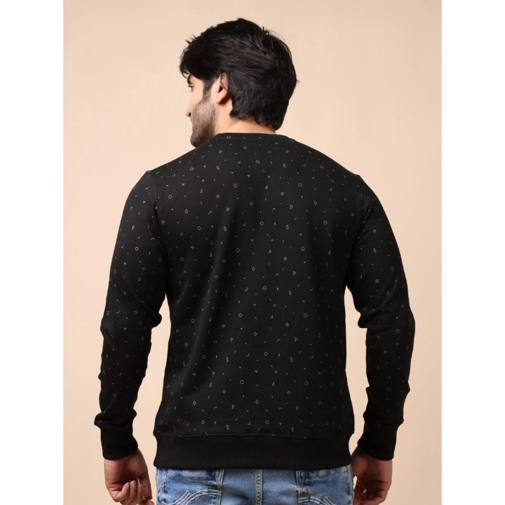 Indoraa Men's Casual Cotton Printed Round Neck Full Sleeve Sweat T-Shirt (Black)