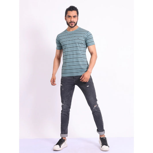 Indoraa Men's Casual Cotton Printed Round Neck Half Sleeve T-Shirt (Gery)