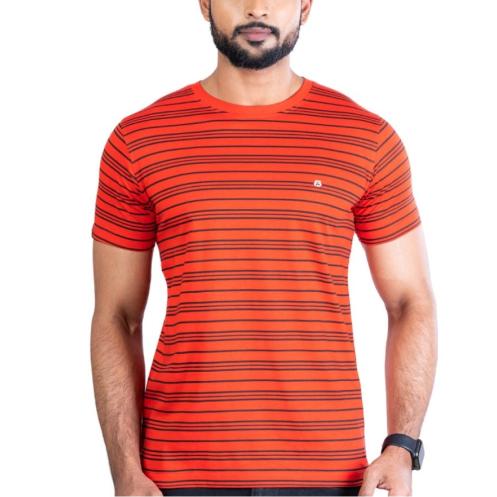 Indoraa Men's Casual Cotton Printed Round Neck Half Sleeve T-Shirt (Red)